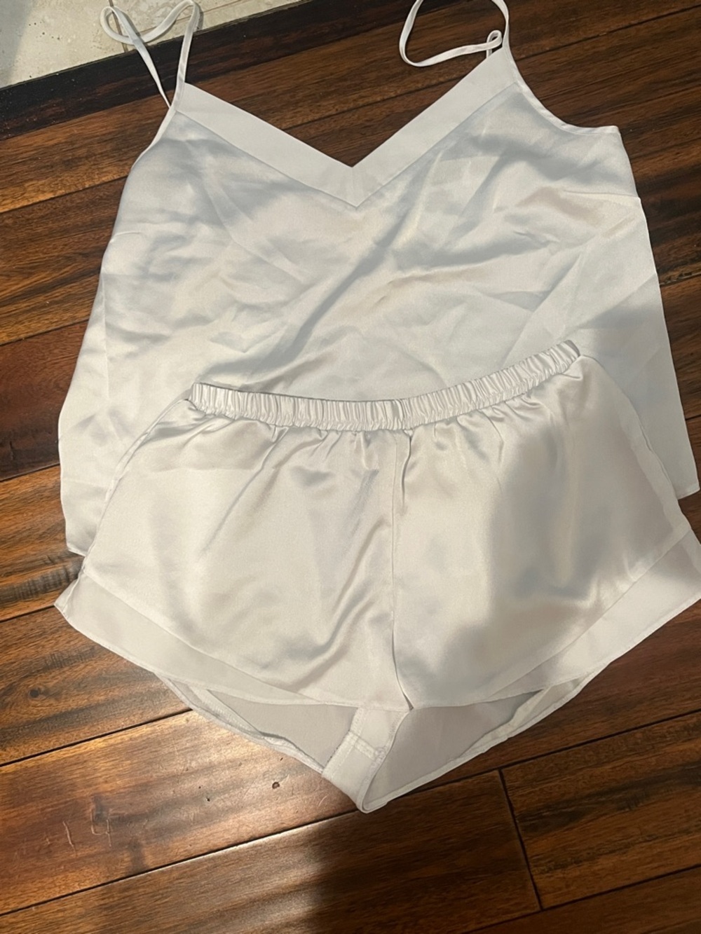 ASOS White Satin Cami & Shorts Pajama Set
